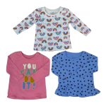 3 Pack of multicolor long sleeve top with text and different designs