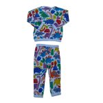 Long sleeve white top with dinosaurs design and a matching  jogger (12-18 Months)