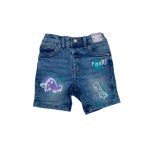 Blue short with dinosaur and text designs (12-18 Months)