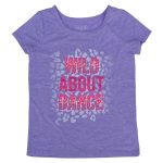 Purple short sleeve tee top with text and love pattern designs (Place)
