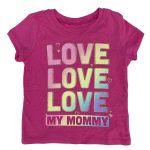 Short sleeve pink top with text designs (12-18 Months)