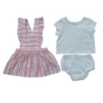 Peach stripe pina fore, gray plain top and a white pant