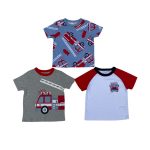 3 Pack of multicolor tee top with fire service truck (12-18 Months)