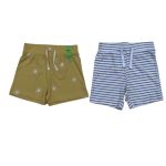 2 Pack of yellow short with sun designs and white striped short