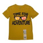 Short sleeve yellow tee top with glass and text designs (18-24Months)