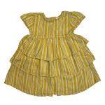 Yellow striped short sleeve pleated dress (12-18 Months)