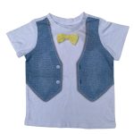White short sleeve tee top with bow tie and jacket design