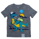 Gray short  sleeve tee top with dinosaur with a bag design (18-24 Months)