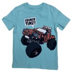 Tortoise blue short sleeve top with motor design (18-24Months)
