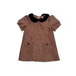 Brown dress with black collar, pocket and buttons (12-18 Months)