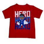 Red short sleeve tee top with hero designs