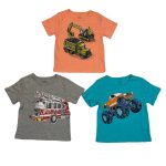 3 Pack of multicolor tee top with truck designs (18-24 Months)