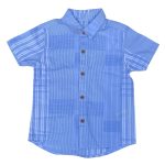 A blue check shirt with brown buttons (12-18 Months)