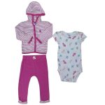 3 Piece set of pindown, leggings and hoodie with animal design