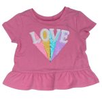 Pink short sleeve top with love design (9-12 Months)