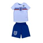 2 Piece set of multicolor stripe top and blue short with logo design (12-18 Months)