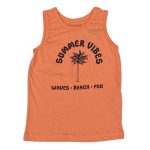 An orange vest with tree and text designs (Primark)