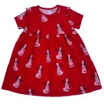Red short sleeve pleated dress with dragon designs (2-3 Years)