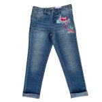 Denim trouser with pocket and flower designs (6-7 Years)