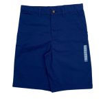 Navy blue short with pocket, and brown button