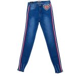 Blue trouser with pocket and multicolor stripe between the trouser