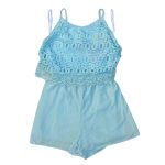 Tortoise blue romper with flower designs (Aympyer)