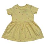 Yellow short sleeve pleated dress with love designs (George)