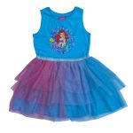 Sleeveless blue flared dress with mermaid designs (Disney)