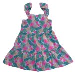 Armless multicolor flare dress with leaves design (4-5 Years)