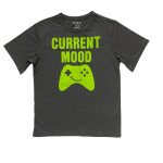 Short sleeve gray tee top with text and game pad designs (5-6 Years)