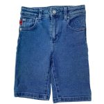 Blue short jean with button and a designed pocket