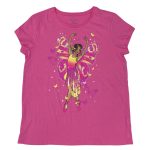 Pink short sleeve top with a butterfly lady dancing (Place)