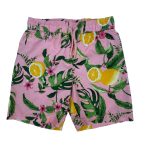 Pink short with orange and flower designs, soft, stylish, and comfortable