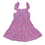 Peach sleeveless dress with spaghetti strap with butterfly pattern designs