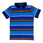 Short sleeve blue striped top with white buttons (5-6 Years)