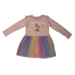 Long sleeve multicolor dress with text, number, crown and star designs