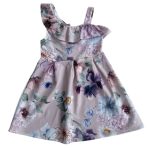 Sleeveless shade of pink dress with flower designs (5-6 Years)