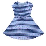 White stripe short sleeve dress with multicolor splash design