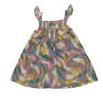 Tiny sleeve multicolor dress with patterns (18-24 Months)