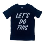 Black short sleeve top with text designs, soft, comfortable, and designed for perfection