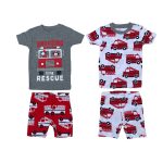 4 Piece set of multicolor pyjamas with fire service trucks (12-18 Months)