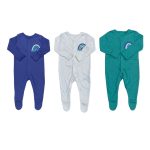 Set of blue, white and green overall all with rainbow designs