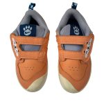 Burnt of orange color show with double strap, paw and nike designs