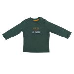 Shade of green long sleeve top with text designs