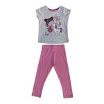 Creamy short sleeve top with a girl, pony and text designs