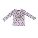 White long sleeve top with flower and text designs (Clearance)