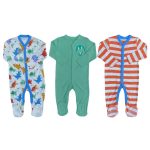 White with dinosaur design, green with dinosaur design and red stripe overall