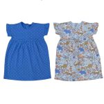 2 Pack of multicolor short sleeve dress with designs (18-24 Months)