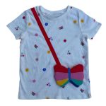 White top with dotted and a butterfly cross-bag design