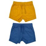 Pack of plain yellow and shade of blue short with rope and pocket (Primark)